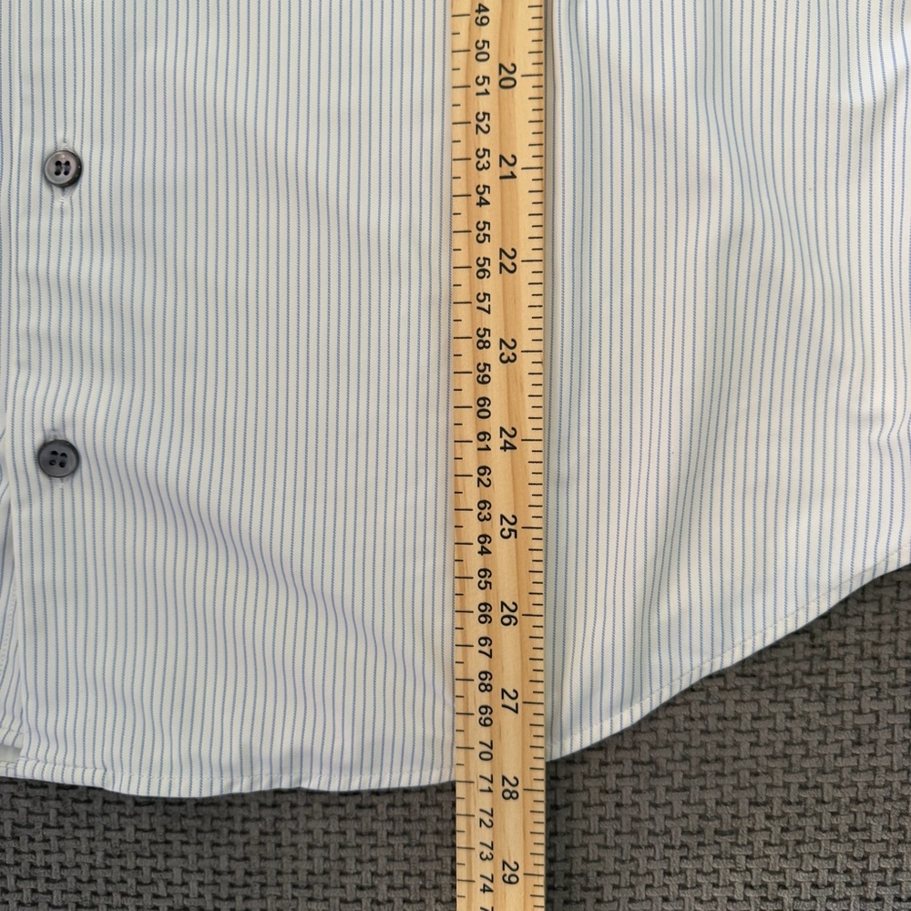 Giorgio Armani Striped Dress Shirt Blue White 42 16.5 Long Sleeve Button Down - Picture 12 of 14